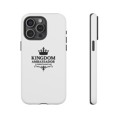 Kingdom Ambassador (Black Lettering) Rugged Phone Case, Inspirational Mobile Cover, Gift for Faith Lovers, Faith-Based Protector - Cross Apparel USA