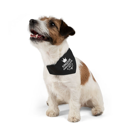 Kingdom Ambassador Pet (White Lettering on Black) Bandana Collar, Inspirational Pet Fashion Accessory, Pet Lover Gift