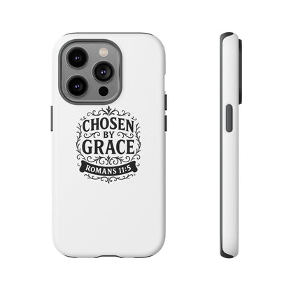 Chosen by Grace (Black Lettering), Rugged Phone Case, Inspirational Mobile Cover, Gift for Faith Lovers, Faith-Based Protector