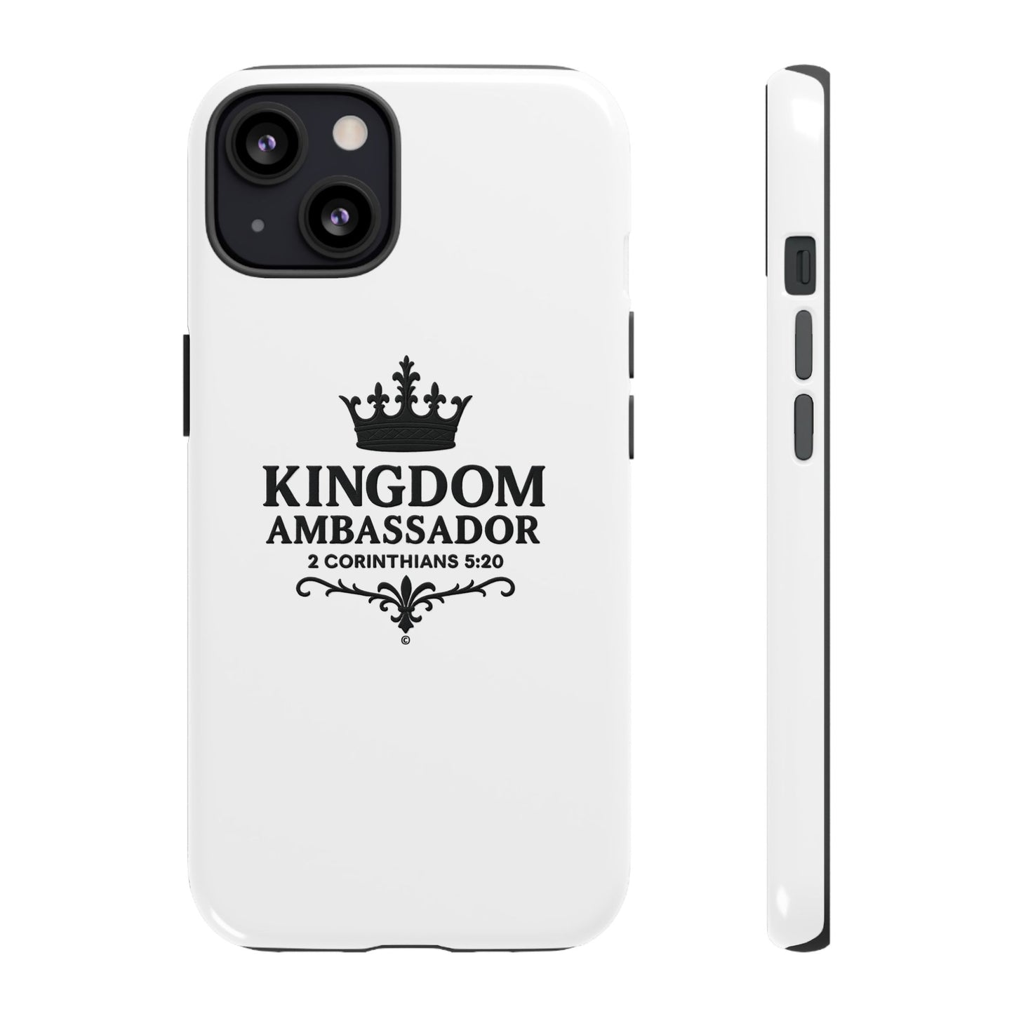 Kingdom Ambassador (Black Lettering) Rugged Phone Case, Inspirational Mobile Cover, Gift for Faith Lovers, Faith-Based Protector