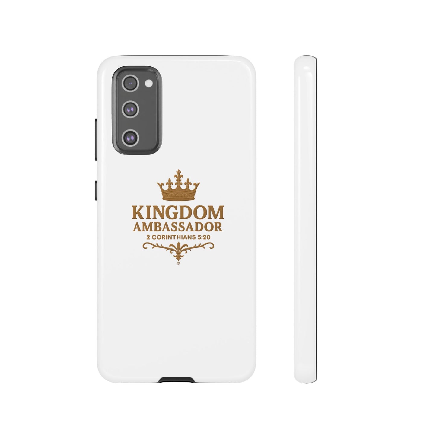 Kingdom Ambassador (Gold Lettering) Rugged Phone Case, Inspirational Mobile Cover, Gift for Faith Lovers, Faith-Based Protector