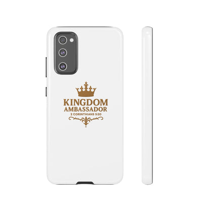 Kingdom Ambassador (Gold Lettering) Rugged Phone Case, Inspirational Mobile Cover, Gift for Faith Lovers, Faith-Based Protector