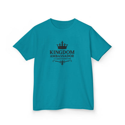 Kingdom Ambassador (Black Lettering) Kids Tee, Faith-based Inspirational Apparel, Gift for Believers, Youth Fashion, Bible Verse Shirt, Meaningful Gift