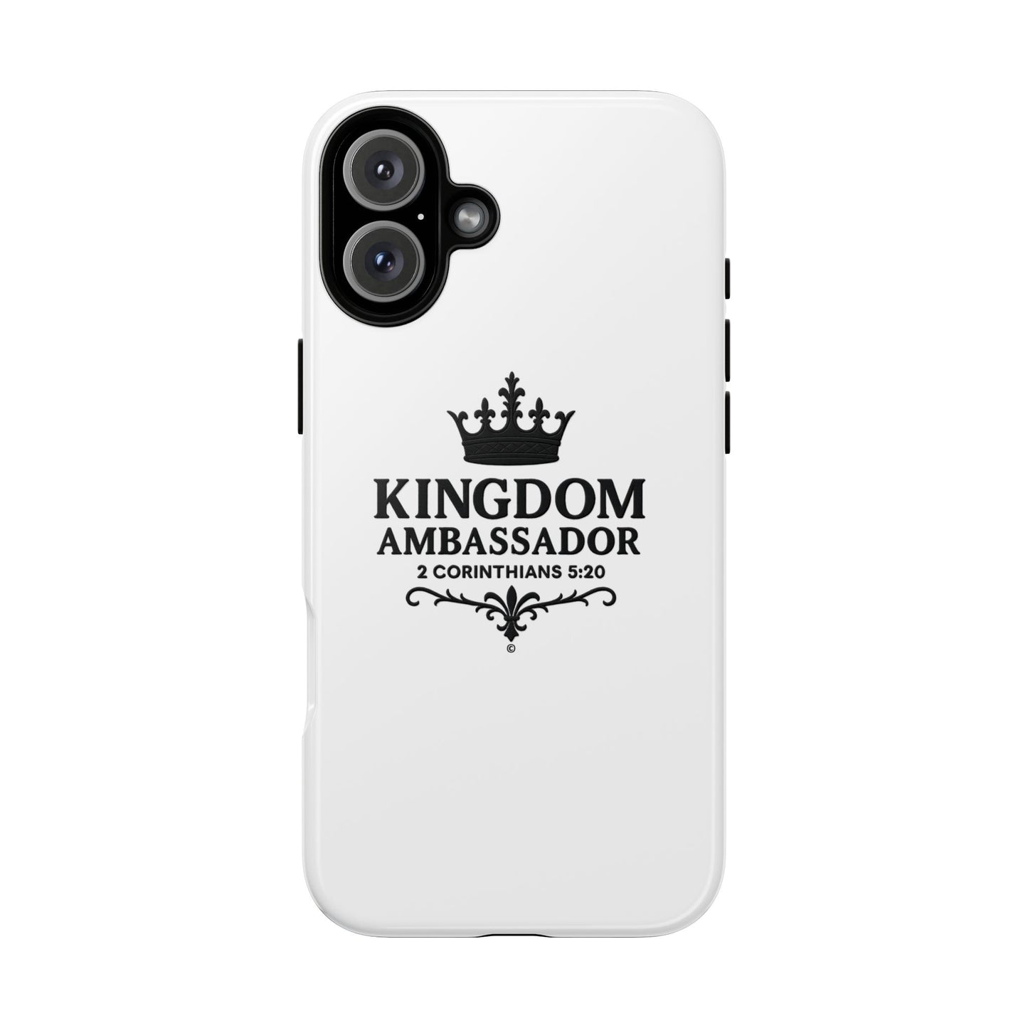 Kingdom Ambassador (Black Lettering) Rugged Phone Case, Inspirational Mobile Cover, Gift for Faith Lovers, Faith-Based Protector