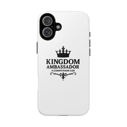 Kingdom Ambassador (Black Lettering) Rugged Phone Case, Inspirational Mobile Cover, Gift for Faith Lovers, Faith-Based Protector