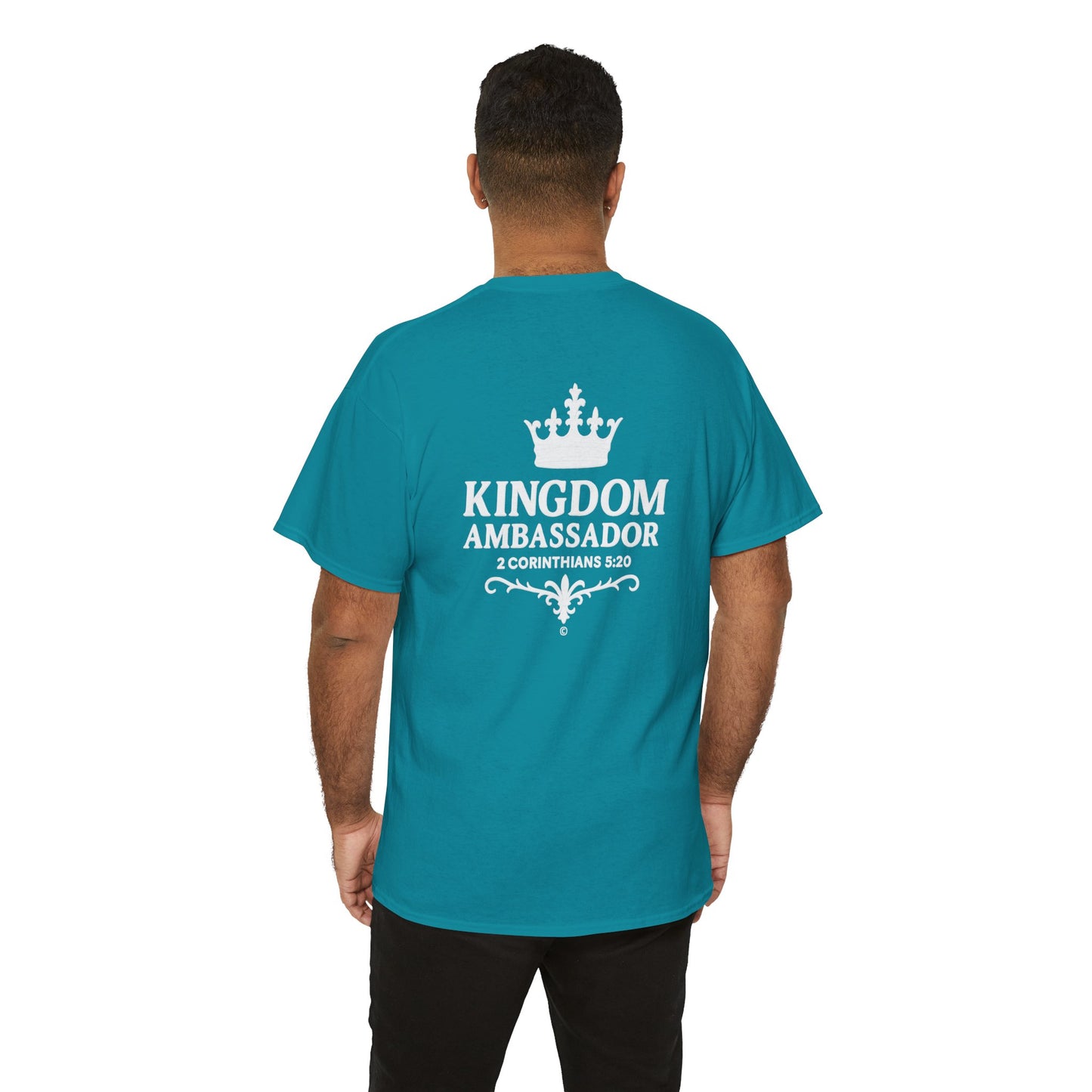 Kingdom Ambassador (White Lettering) T‑Shirt Tee Clothing Apparel (Smaller Design on from Large Design on Back)