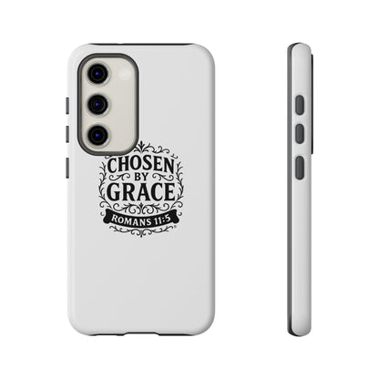 Chosen by Grace (Black Lettering), Rugged Phone Case, Inspirational Mobile Cover, Gift for Faith Lovers, Faith-Based Protector