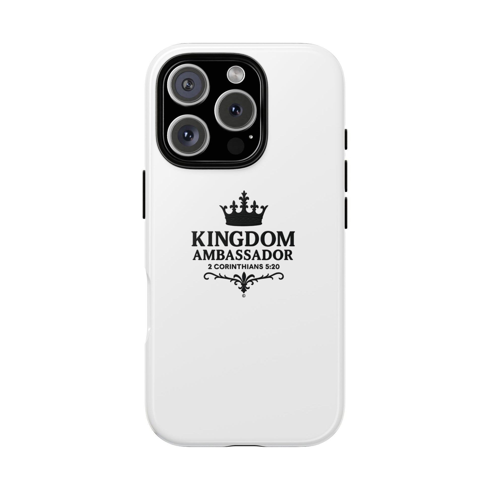 Kingdom Ambassador (Black Lettering) Rugged Phone Case, Inspirational Mobile Cover, Gift for Faith Lovers, Faith-Based Protector - Cross Apparel USA
