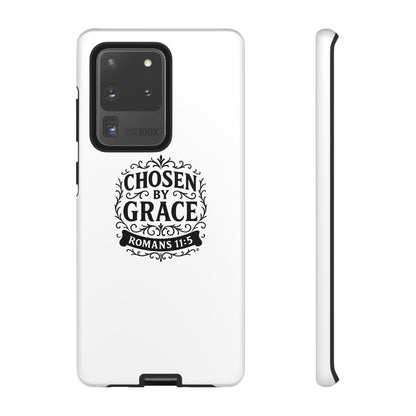 Chosen by Grace (Black Lettering), Rugged Phone Case, Inspirational Mobile Cover, Gift for Faith Lovers, Faith-Based Protector