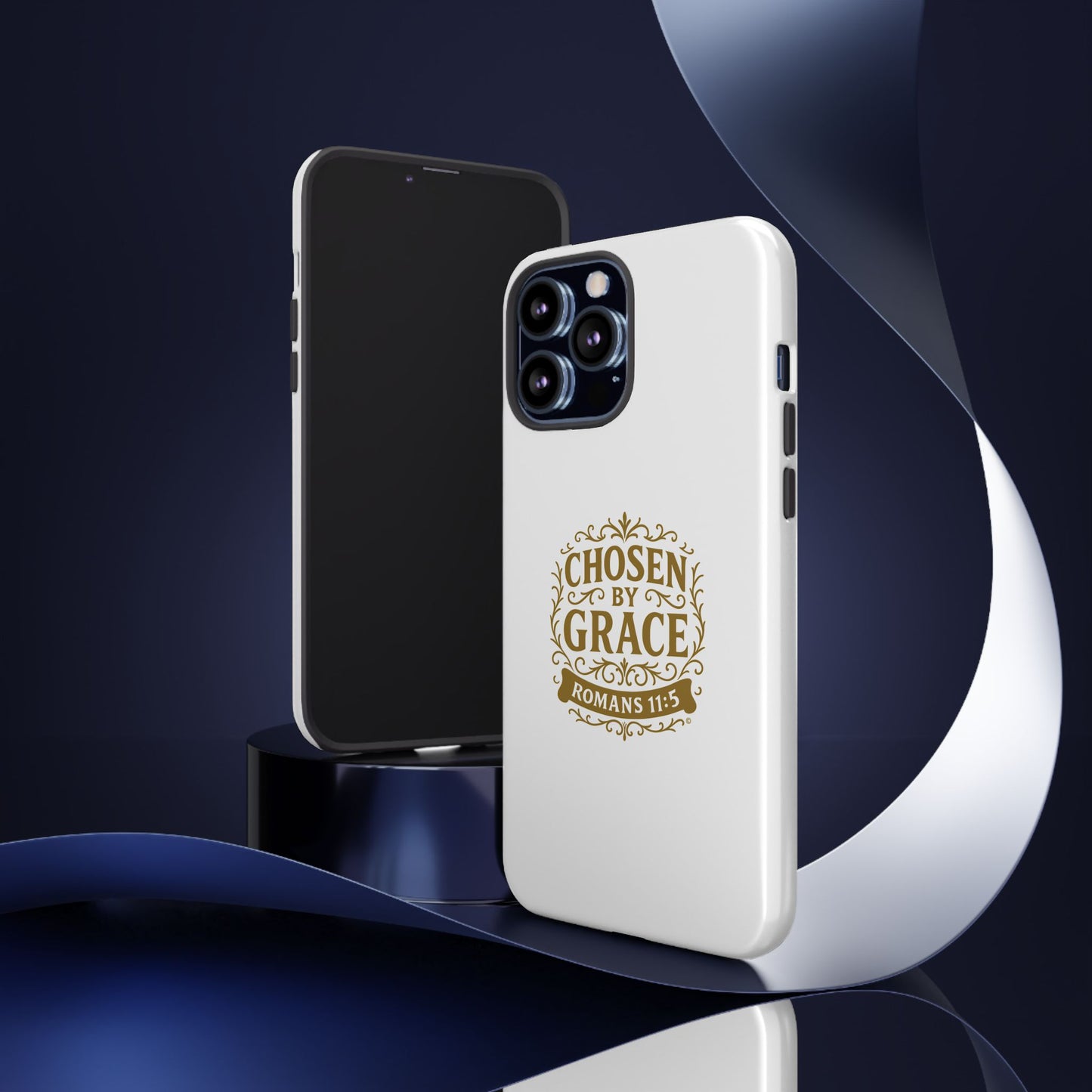 Chosen by Grace (Gold Lettering), Rugged Phone Case, Inspirational Mobile Cover, Gift for Faith Lovers, Faith-Based Protector