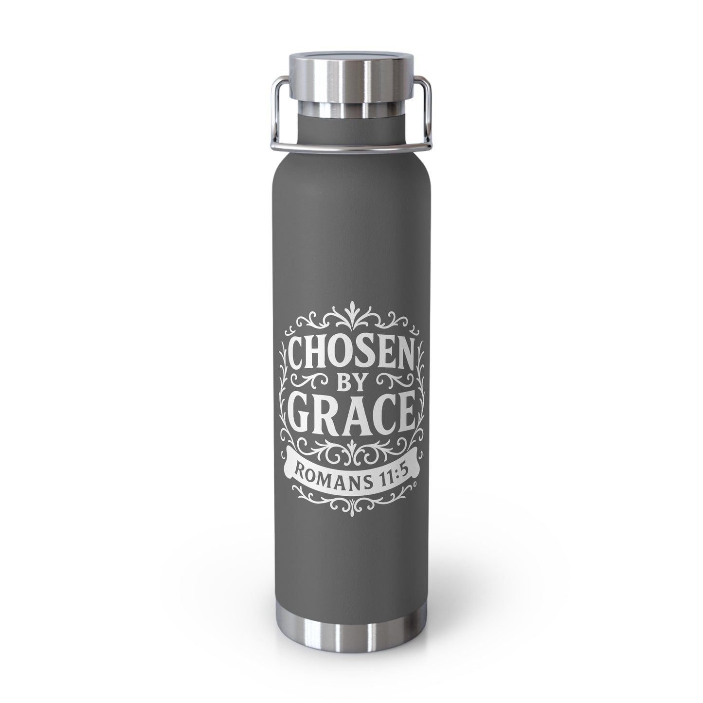Chosen by Grace (White Lettering) Insulated Water Bottle, Motivational Gift, Faith-Based Drinkware, Inspirational Travel Mug, Biblical Verse Bottle