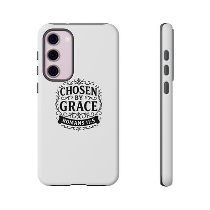 Chosen by Grace (Black Lettering), Rugged Phone Case, Inspirational Mobile Cover, Gift for Faith Lovers, Faith-Based Protector