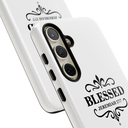 Blessed (Black Lettering), Rugged Phone Case, Inspirational Mobile Cover, Gift for Faith Lovers, Faith-Based Protector - Cross Apparel USA