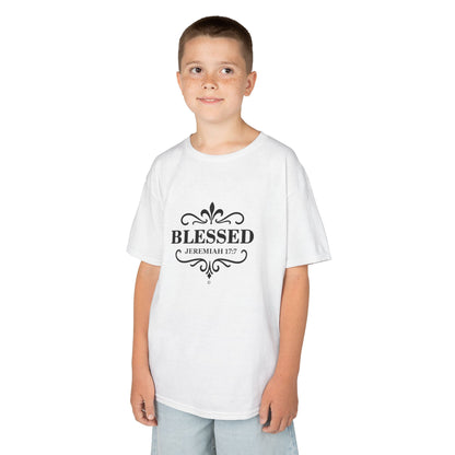Blessed (Black Lettering) Kids Tee, Faith-based Inspirational Apparel, Gift for Believers, Youth Fashion, Bible Verse Shirt, Meaningful Gift