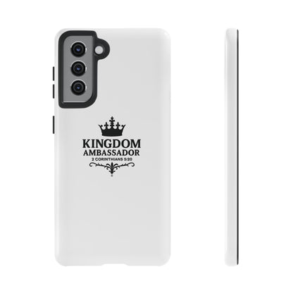 Kingdom Ambassador (Black Lettering) Rugged Phone Case, Inspirational Mobile Cover, Gift for Faith Lovers, Faith-Based Protector - Cross Apparel USA