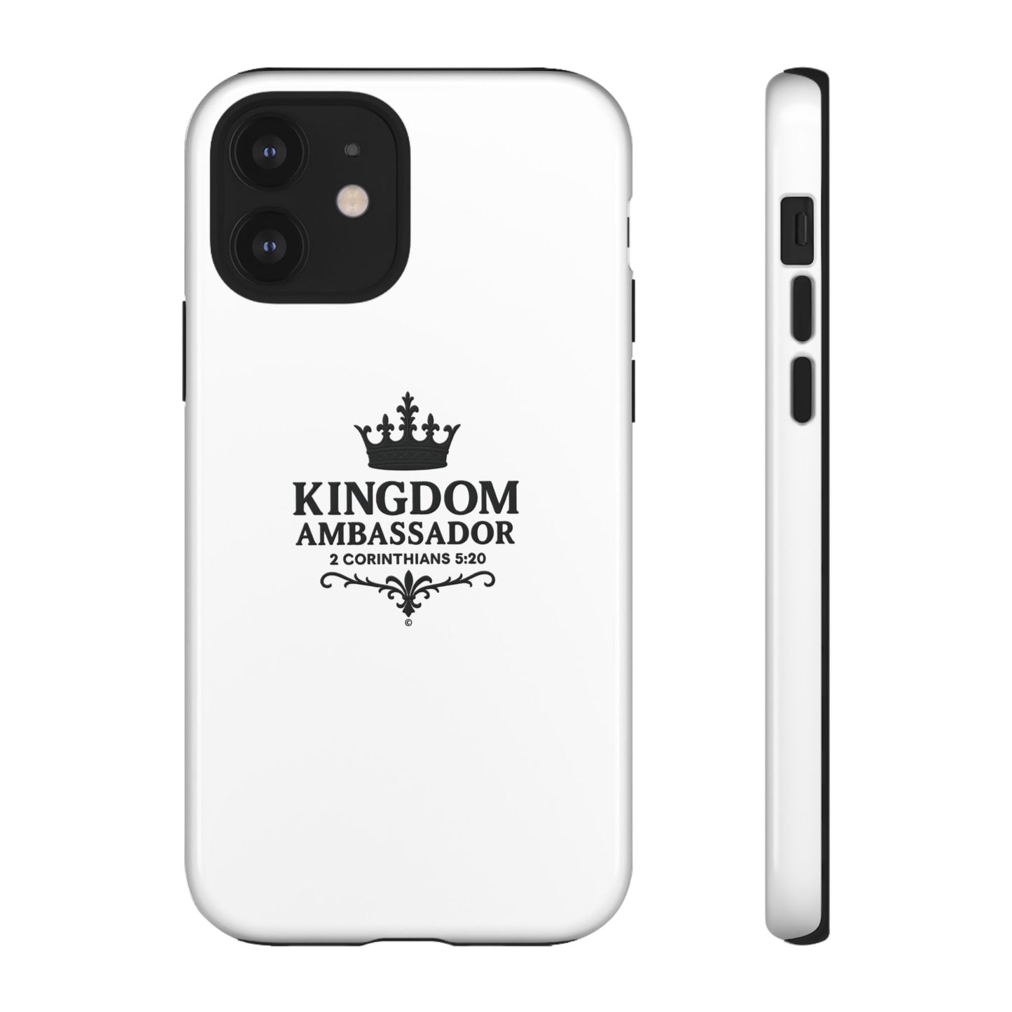 Kingdom Ambassador (Black Lettering) Rugged Phone Case, Inspirational Mobile Cover, Gift for Faith Lovers, Faith-Based Protector - Cross Apparel USA
