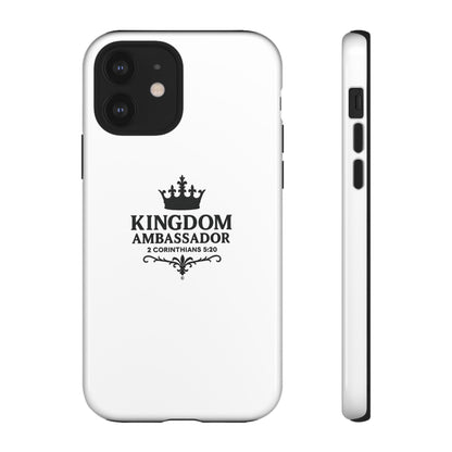 Kingdom Ambassador (Black Lettering) Rugged Phone Case, Inspirational Mobile Cover, Gift for Faith Lovers, Faith-Based Protector - Cross Apparel USA