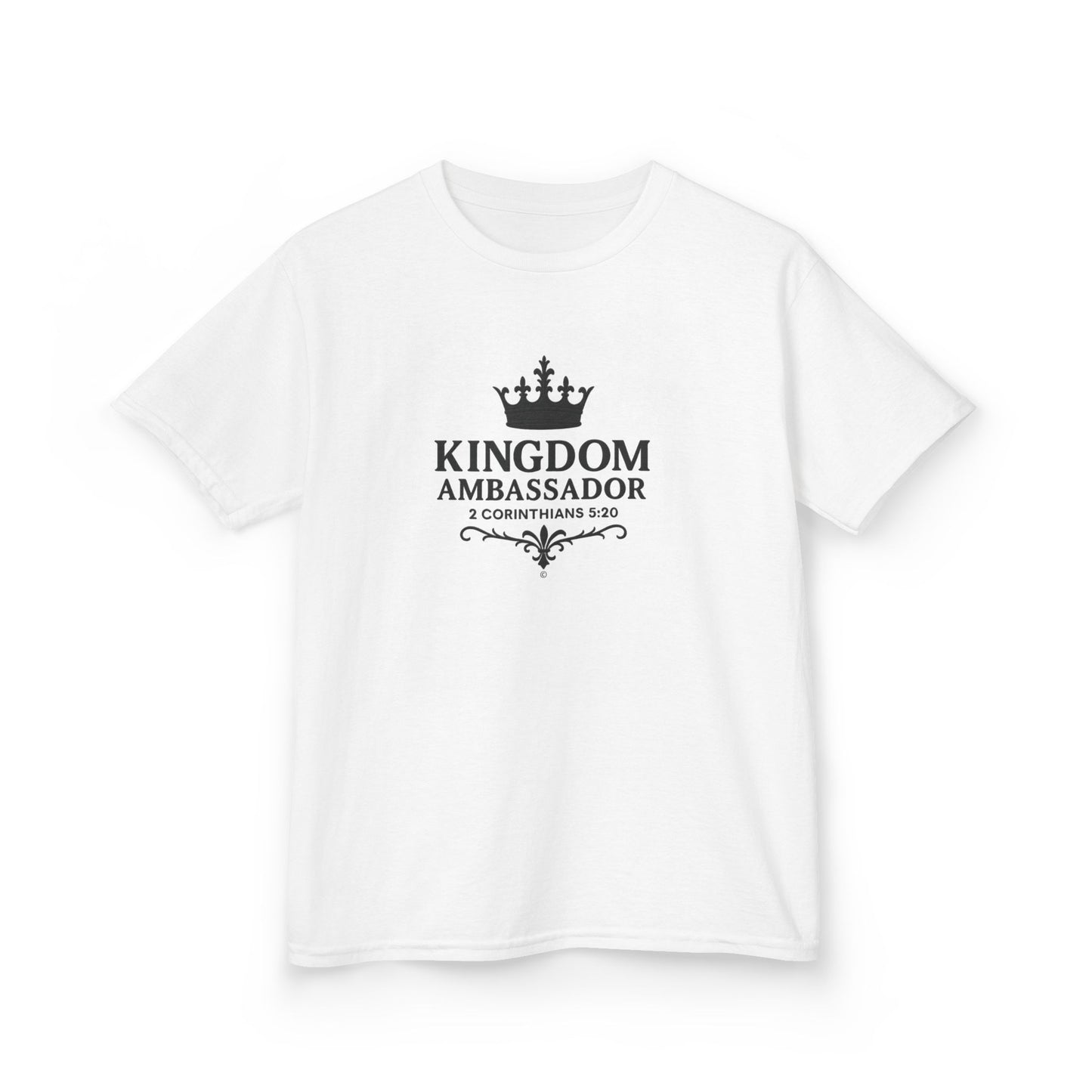 Kingdom Ambassador (Black Lettering) Kids Tee, Faith-based Inspirational Apparel, Gift for Believers, Youth Fashion, Bible Verse Shirt, Meaningful Gift