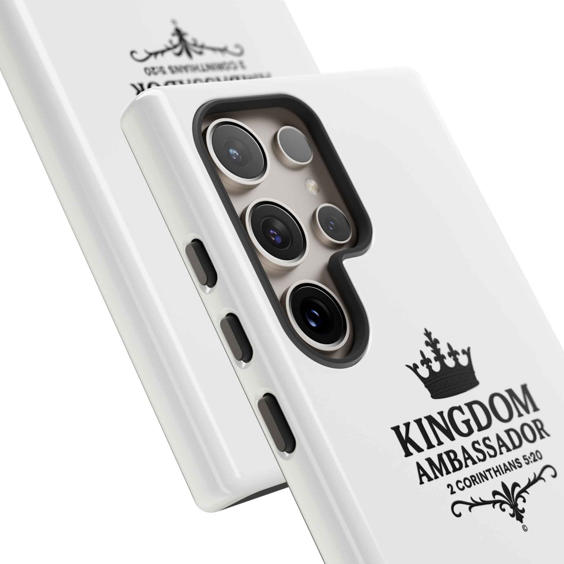Kingdom Ambassador (Black Lettering) Rugged Phone Case, Inspirational Mobile Cover, Gift for Faith Lovers, Faith-Based Protector - Cross Apparel USA