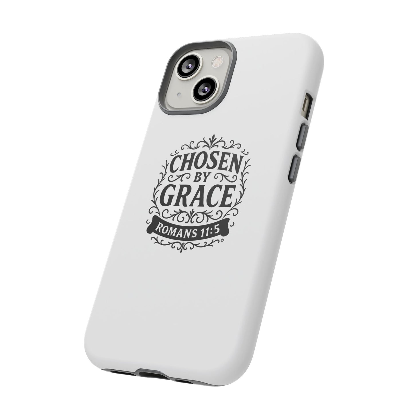 Chosen by Grace (Black Lettering), Rugged Phone Case, Inspirational Mobile Cover, Gift for Faith Lovers, Faith-Based Protector