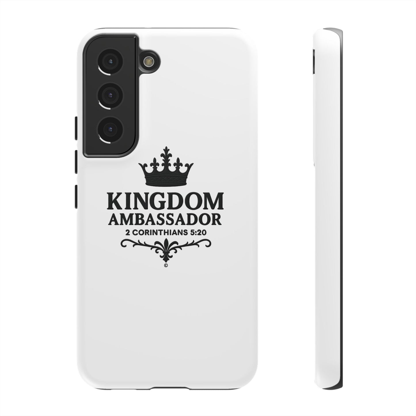 Kingdom Ambassador (Black Lettering) Rugged Phone Case, Inspirational Mobile Cover, Gift for Faith Lovers, Faith-Based Protector