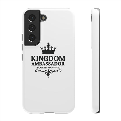 Kingdom Ambassador (Black Lettering) Rugged Phone Case, Inspirational Mobile Cover, Gift for Faith Lovers, Faith-Based Protector