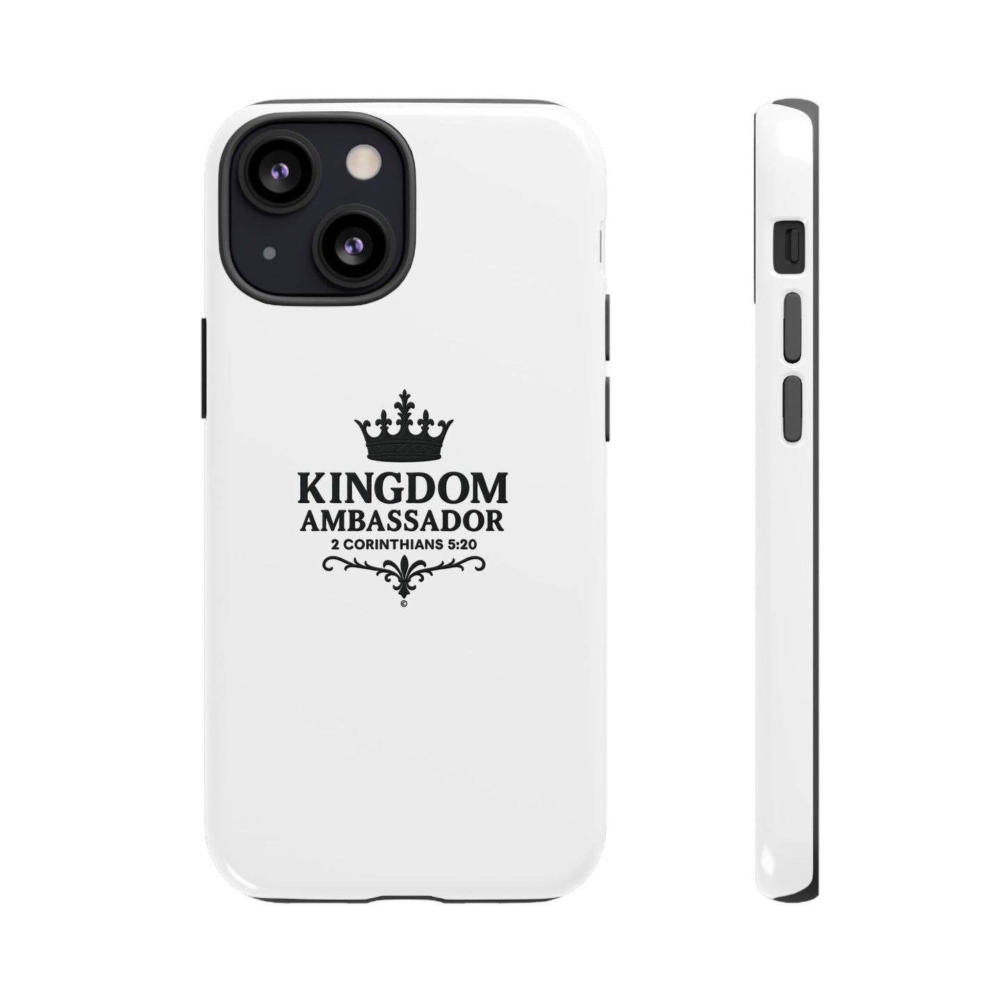 Kingdom Ambassador (Black Lettering) Rugged Phone Case, Inspirational Mobile Cover, Gift for Faith Lovers, Faith-Based Protector - Cross Apparel USA