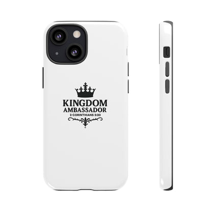 Kingdom Ambassador (Black Lettering) Rugged Phone Case, Inspirational Mobile Cover, Gift for Faith Lovers, Faith-Based Protector - Cross Apparel USA