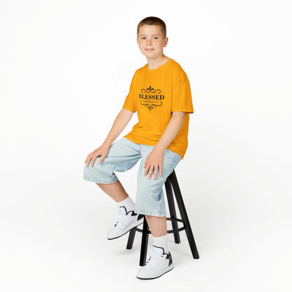 Blessed (Black Lettering) Kids Tee, Faith-based Inspirational Apparel, Gift for Believers, Youth Fashion, Bible Verse Shirt, Meaningful Gift