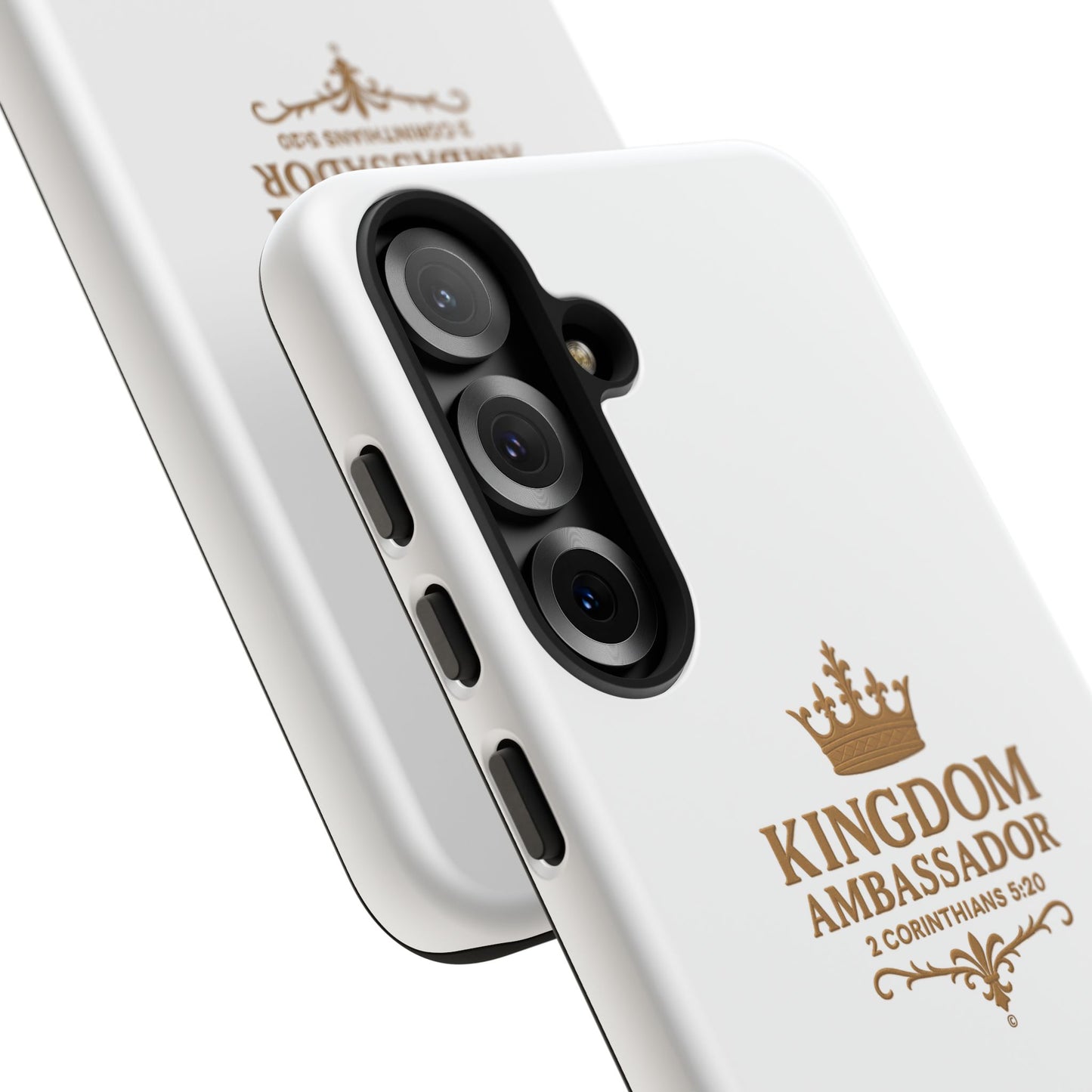 Kingdom Ambassador (Gold Lettering) Rugged Phone Case, Inspirational Mobile Cover, Gift for Faith Lovers, Faith-Based Protector