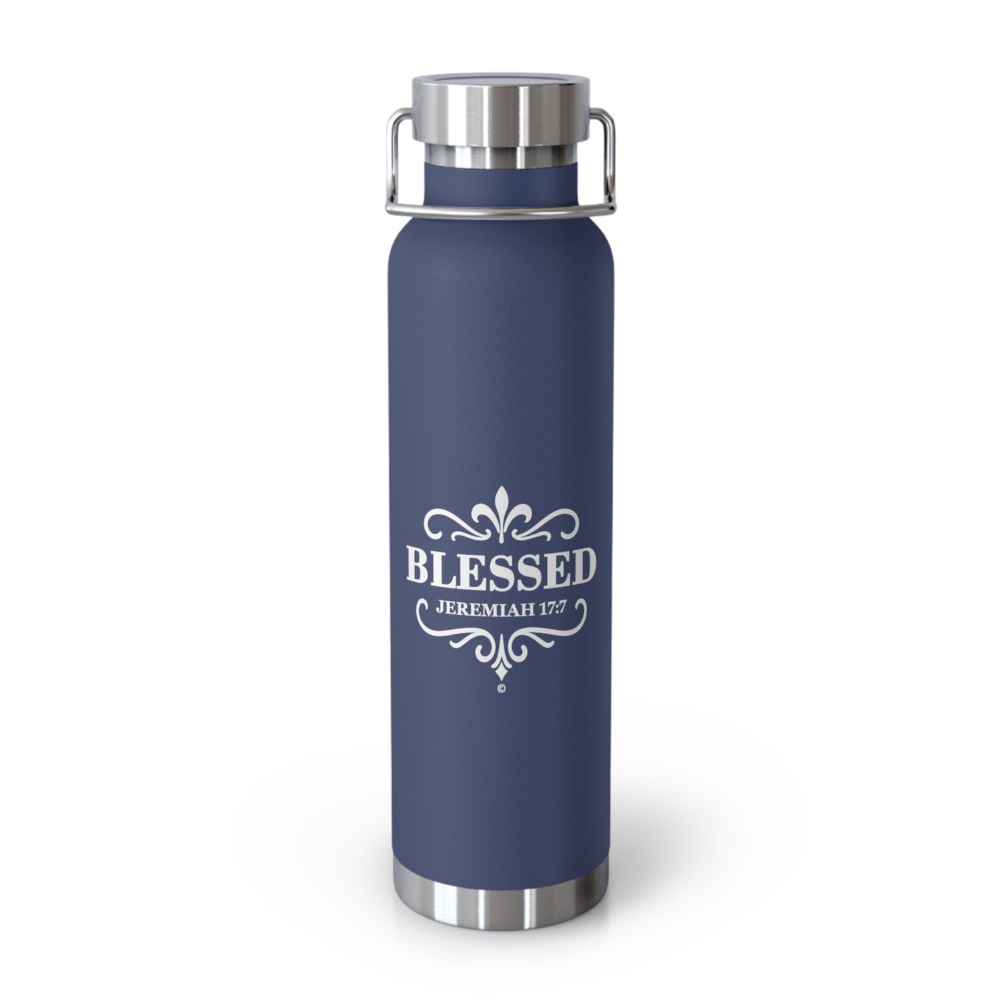 Blessed (Gold Lettering) Insulated Water Bottle, Motivational Gift, Faith-Based Drinkware, Inspirational Travel Mug, Biblical Verse Bottle - Cross Apparel USA