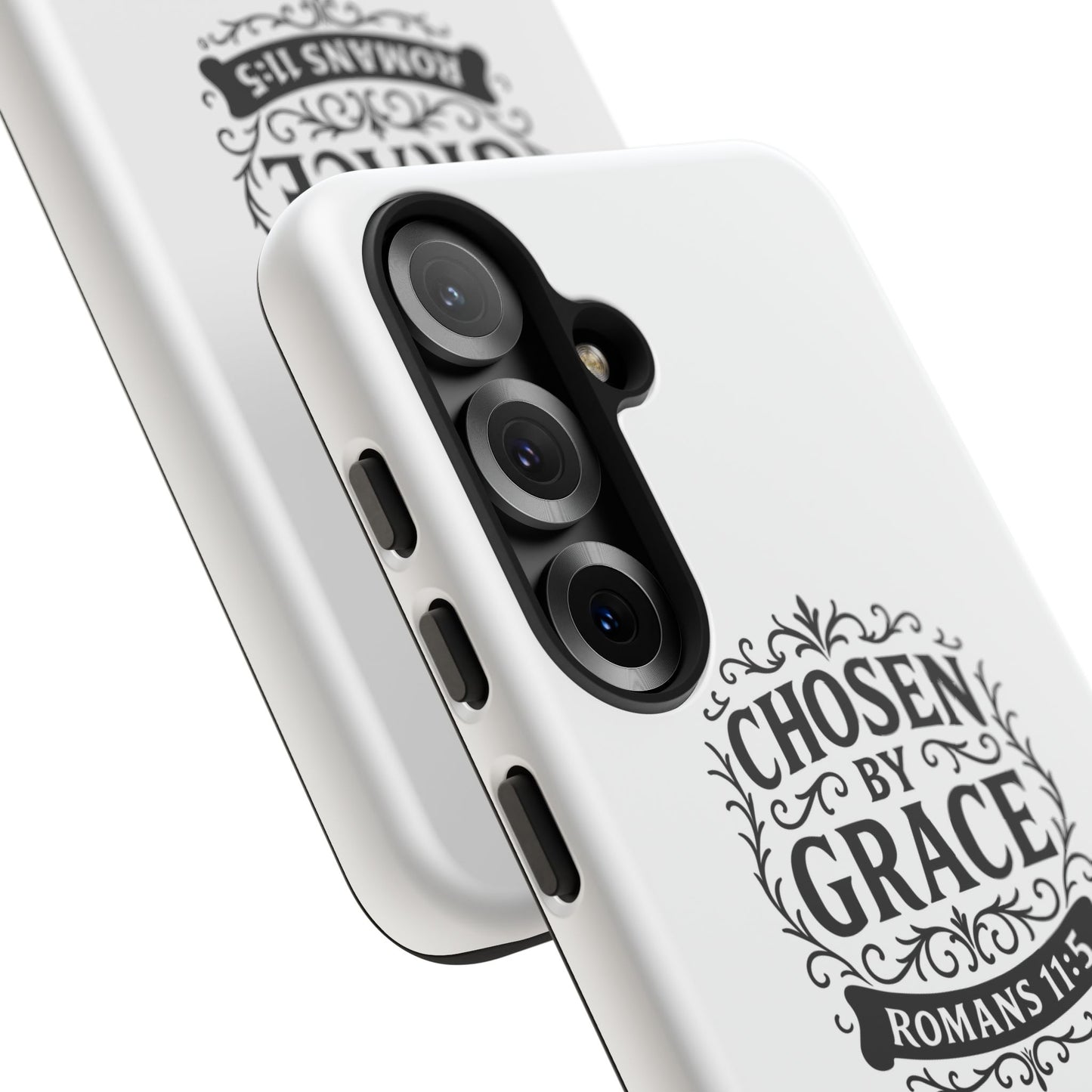 Chosen by Grace (Black Lettering), Rugged Phone Case, Inspirational Mobile Cover, Gift for Faith Lovers, Faith-Based Protector