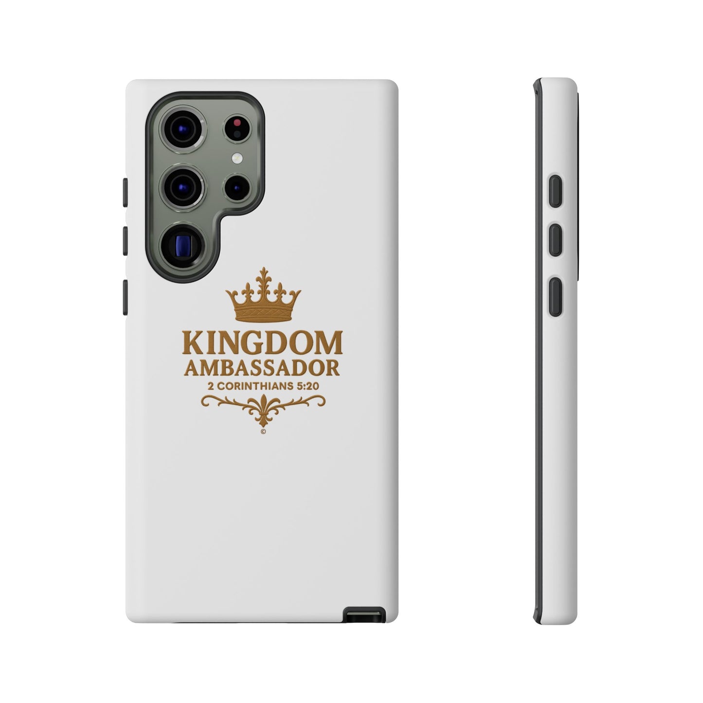 Kingdom Ambassador (Gold Lettering) Rugged Phone Case, Inspirational Mobile Cover, Gift for Faith Lovers, Faith-Based Protector