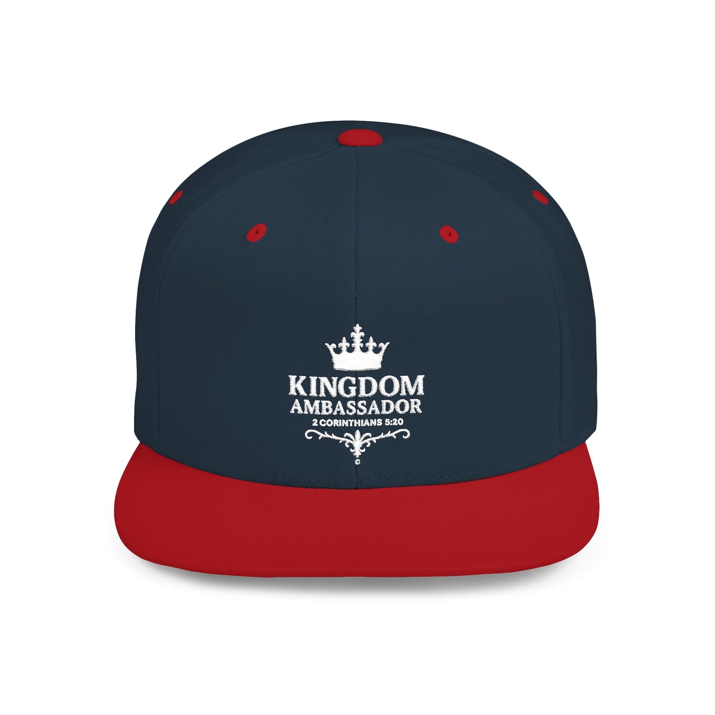 Kingdom Ambassador (White Lettering) Embroidered Flat Bill Snapback Hat, Adjustable Baseball Cap, Inspirational Streetwear, Gift for Believers, Faith-based Accessories