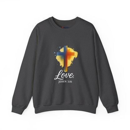 Love (White Lettering) Unisex Crewneck Sweatshirt, Inspirational Apparel, Casual Wear, Gift for Believers, Church Outing Attire, Daily Comfort Wear
