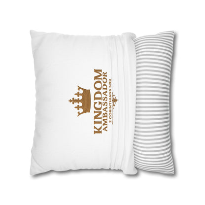 Kingdom Ambassador (Gold Lettering) Square Pillow Cover | Inspirational Home Decor | Gifts for Faith (Pillow not included)