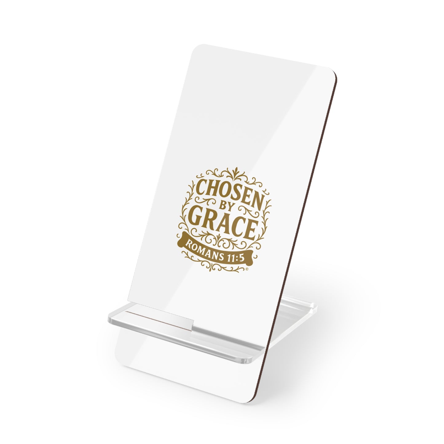 Chosen by Grace (Gold) Smartphone Display Stand, Desk Organizer, Gift for Students, Office Decor, Home Office Accessory - Cross Apparel USA