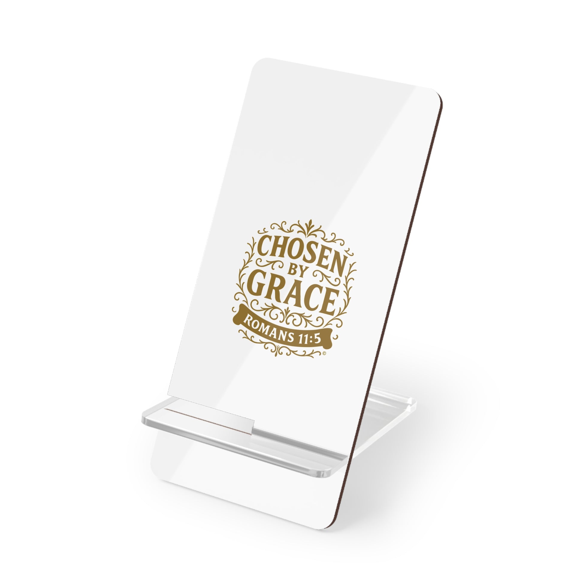 Chosen by Grace (Gold) Smartphone Display Stand, Desk Organizer, Gift for Students, Office Decor, Home Office Accessory - Cross Apparel USA