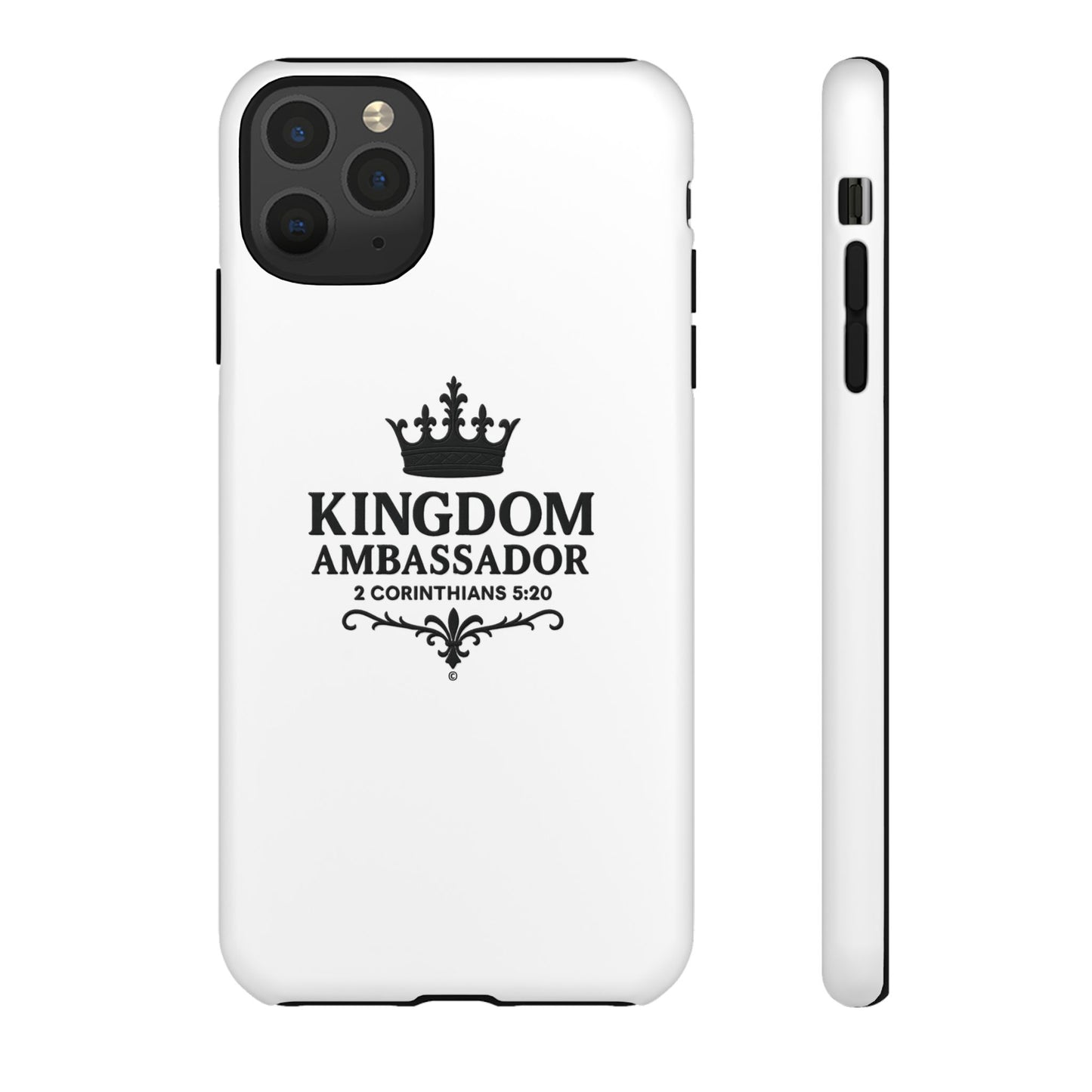 Kingdom Ambassador (Black Lettering) Rugged Phone Case, Inspirational Mobile Cover, Gift for Faith Lovers, Faith-Based Protector