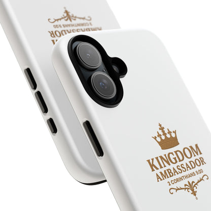 Kingdom Ambassador (Gold Lettering) Rugged Phone Case, Inspirational Mobile Cover, Gift for Faith Lovers, Faith-Based Protector