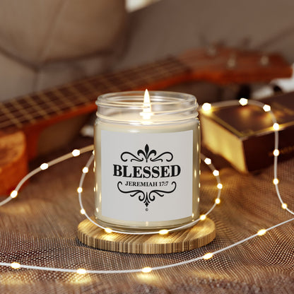 Blessed (Black Lettering) Scented Candle - Coconut Apricot Wax, Inspirational Home Decor, Relaxation, Gifts for Believers