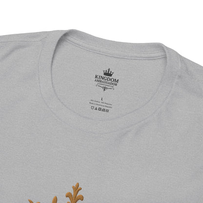 Kingdom Ambassador (Gold Lettering) Tee | Unisex Heavy Cotton Shirt, Faith-Based Apparel, Christian T-Shirt, Inspirational Gift, Scripture Tees