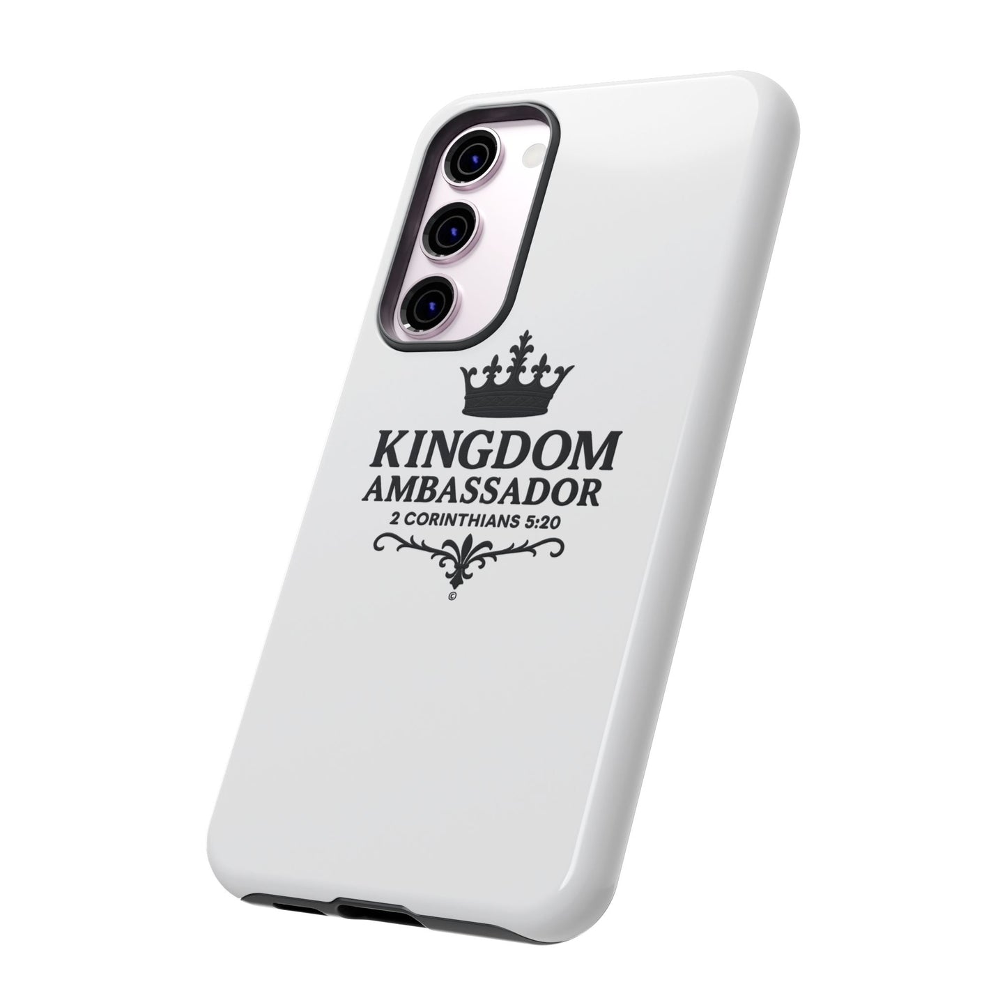 Kingdom Ambassador (Black Lettering) Rugged Phone Case, Inspirational Mobile Cover, Gift for Faith Lovers, Faith-Based Protector