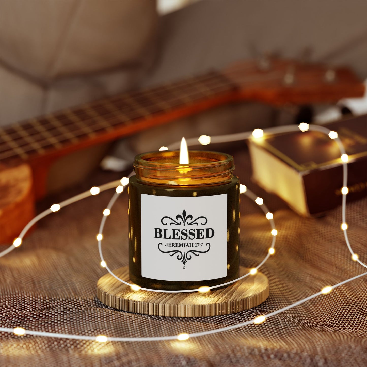 Blessed (Black Lettering) Scented Candle - Coconut Apricot Wax, Inspirational Home Decor, Relaxation, Gifts for Believers