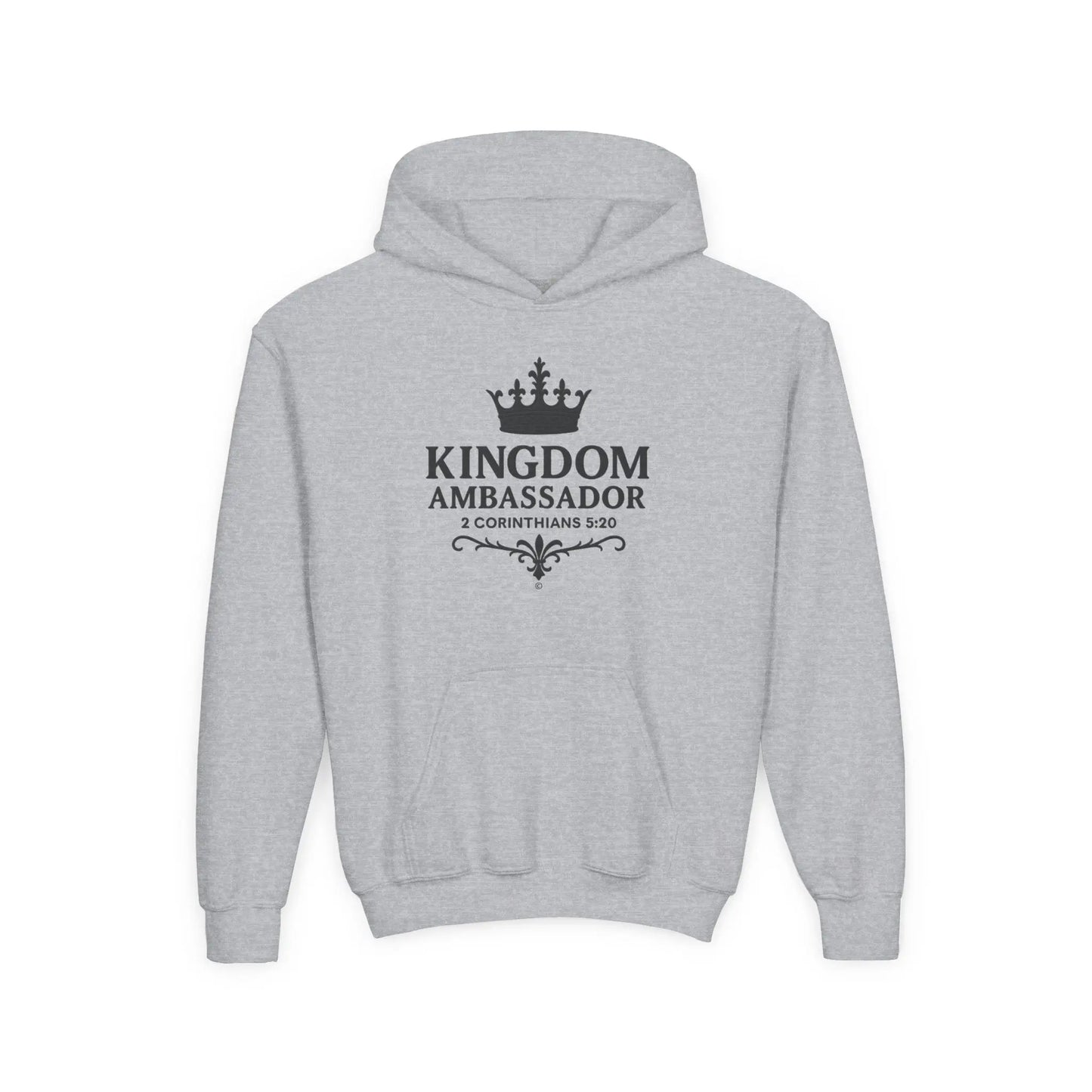 Kingdom Ambassador Youth Hoodie, Inspirational Sweatshirt for Kids, Bible Verse Apparel, Perfect Gift for Young Believers, Comfortable [...] - Cross Apparel USA