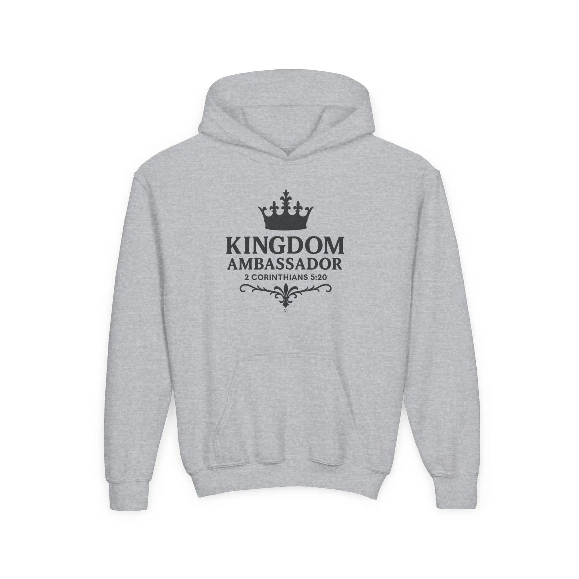 Kingdom Ambassador Youth Hoodie, Inspirational Sweatshirt for Kids, Bible Verse Apparel, Perfect Gift for Young Believers, Comfortable [...] - Cross Apparel USA