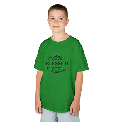 Blessed (Black Lettering) Kids Tee, Faith-based Inspirational Apparel, Gift for Believers, Youth Fashion, Bible Verse Shirt, Meaningful Gift