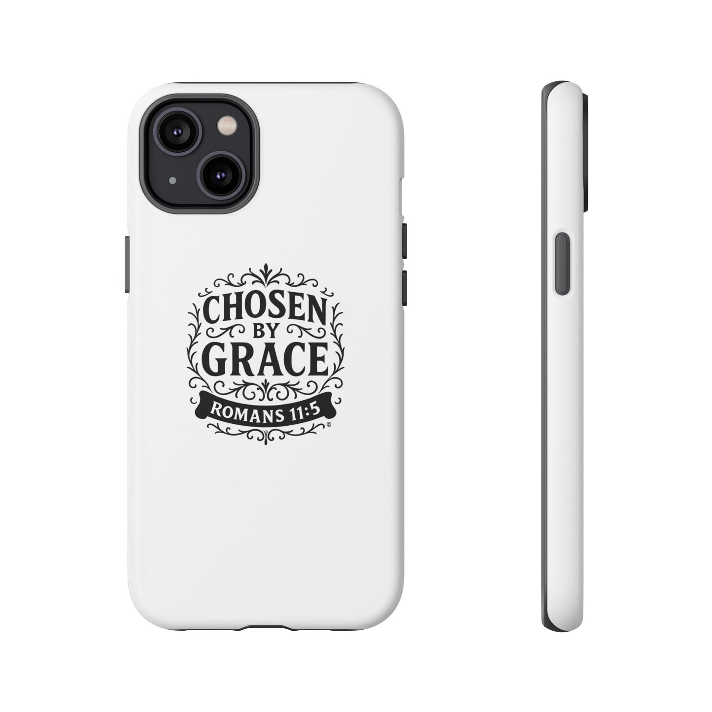 Chosen by Grace (Black Lettering), Rugged Phone Case, Inspirational Mobile Cover, Gift for Faith Lovers, Faith-Based Protector