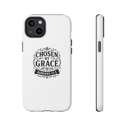 Chosen by Grace (Black Lettering), Rugged Phone Case, Inspirational Mobile Cover, Gift for Faith Lovers, Faith-Based Protector