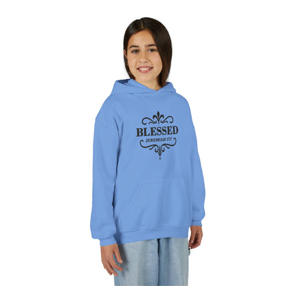 Blessed (Black Lettering) Youth Apparel Clothing Heavy Blend Hoodie Hooded Sweatshirt